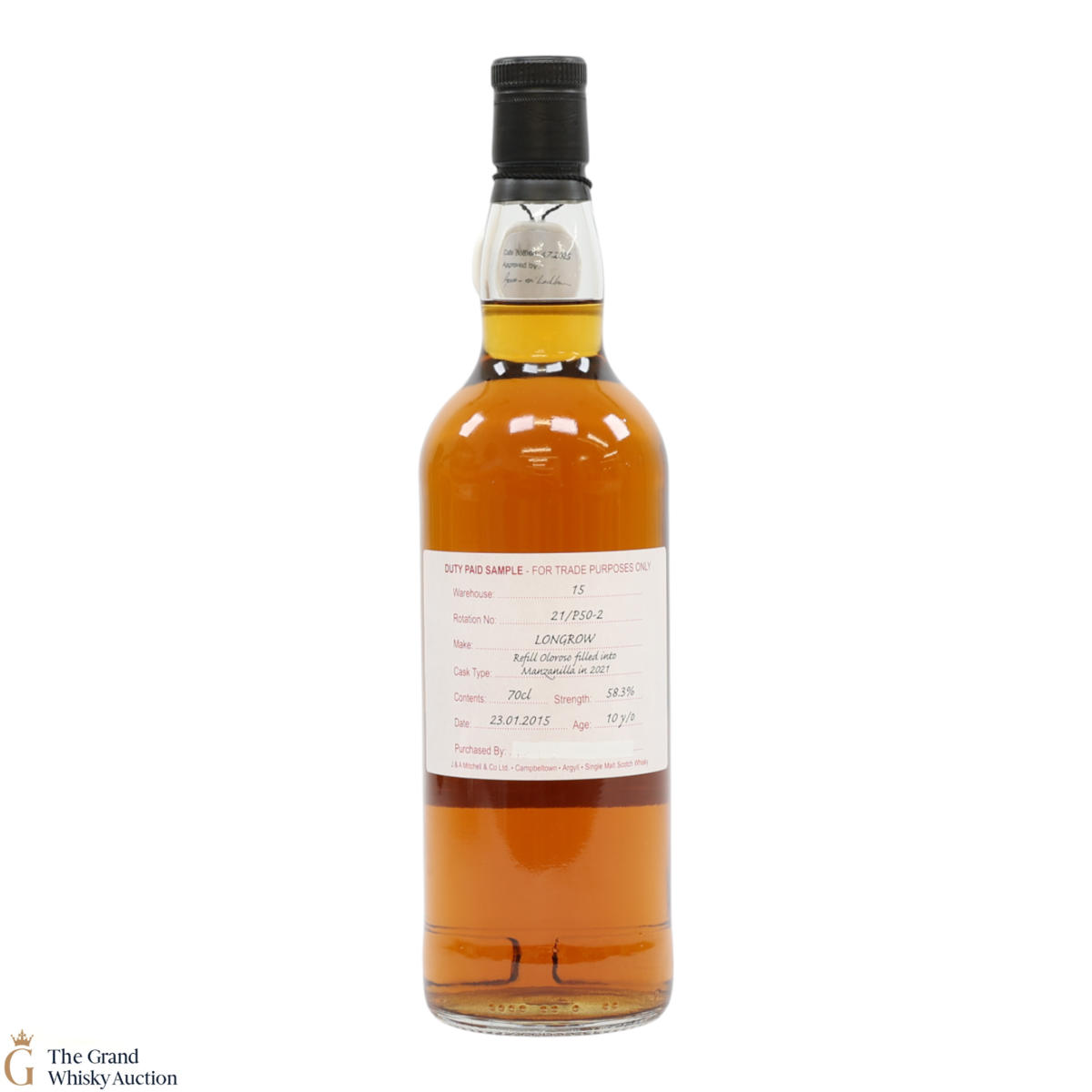 Longrow - 10 Year Old 2015 - Refill Oloroso Filled Into Manzanilla in 2021 - Duty Paid Sample 58.3%