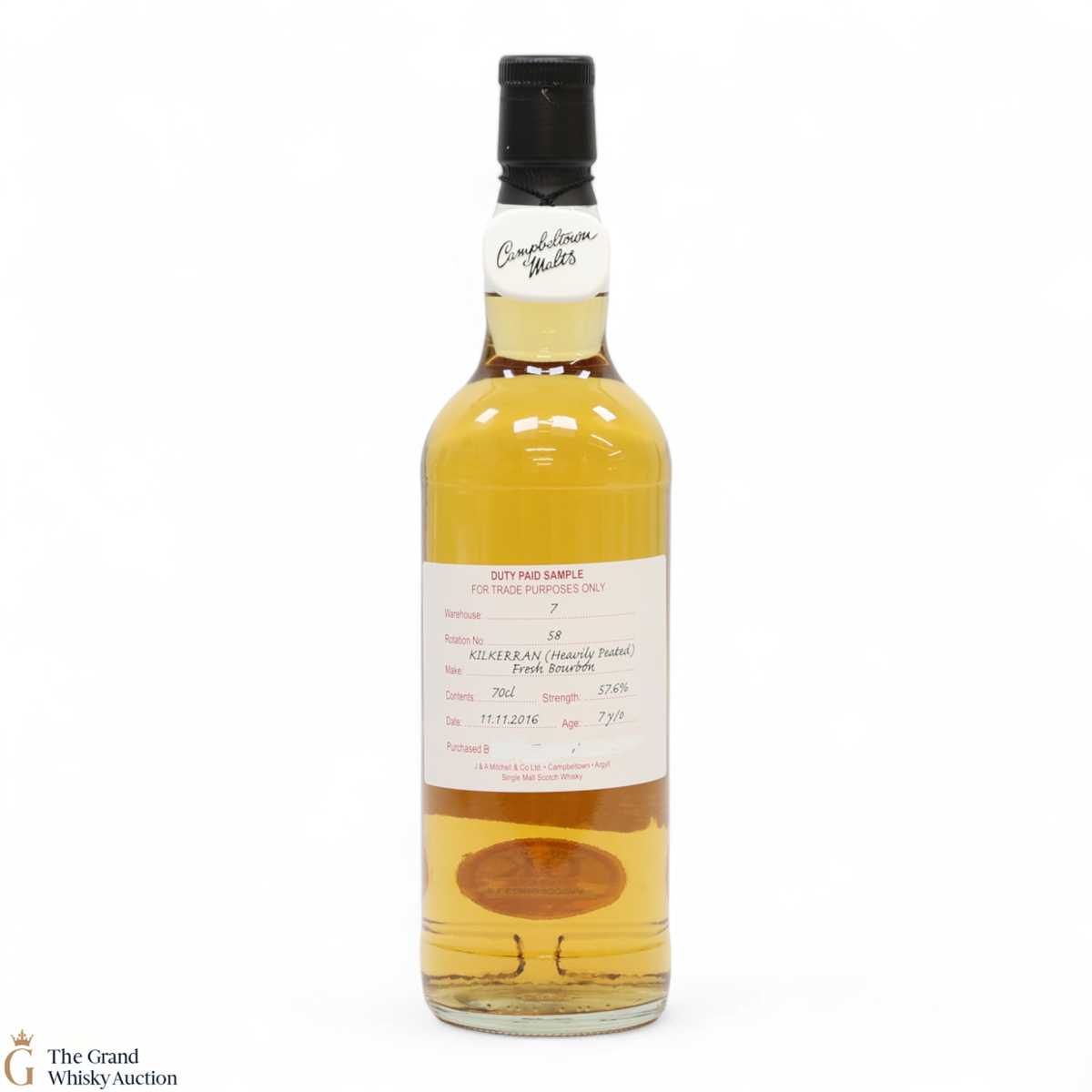 Kilkerran - 7 Year Old 2016 - (Heavily Peated) Fresh Bourbon - Duty Paid Sample 57.6%