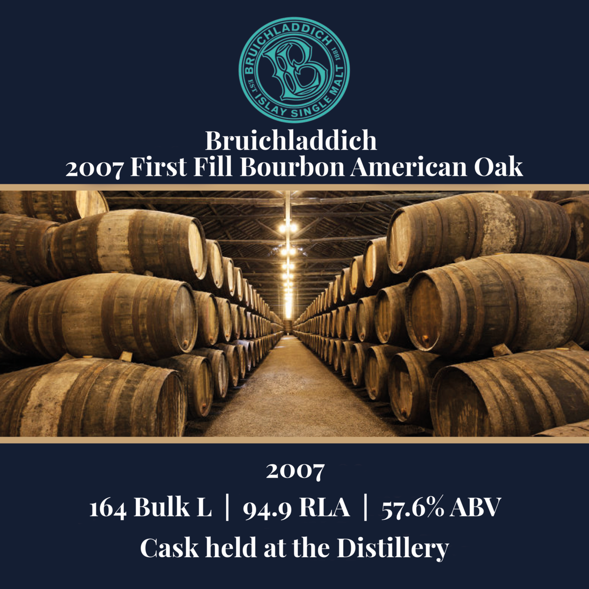 Bruichladdich - 2007 First Fill Bourbon American Oak - 164 Bulk L 57.6% | Held at Bruichladdich