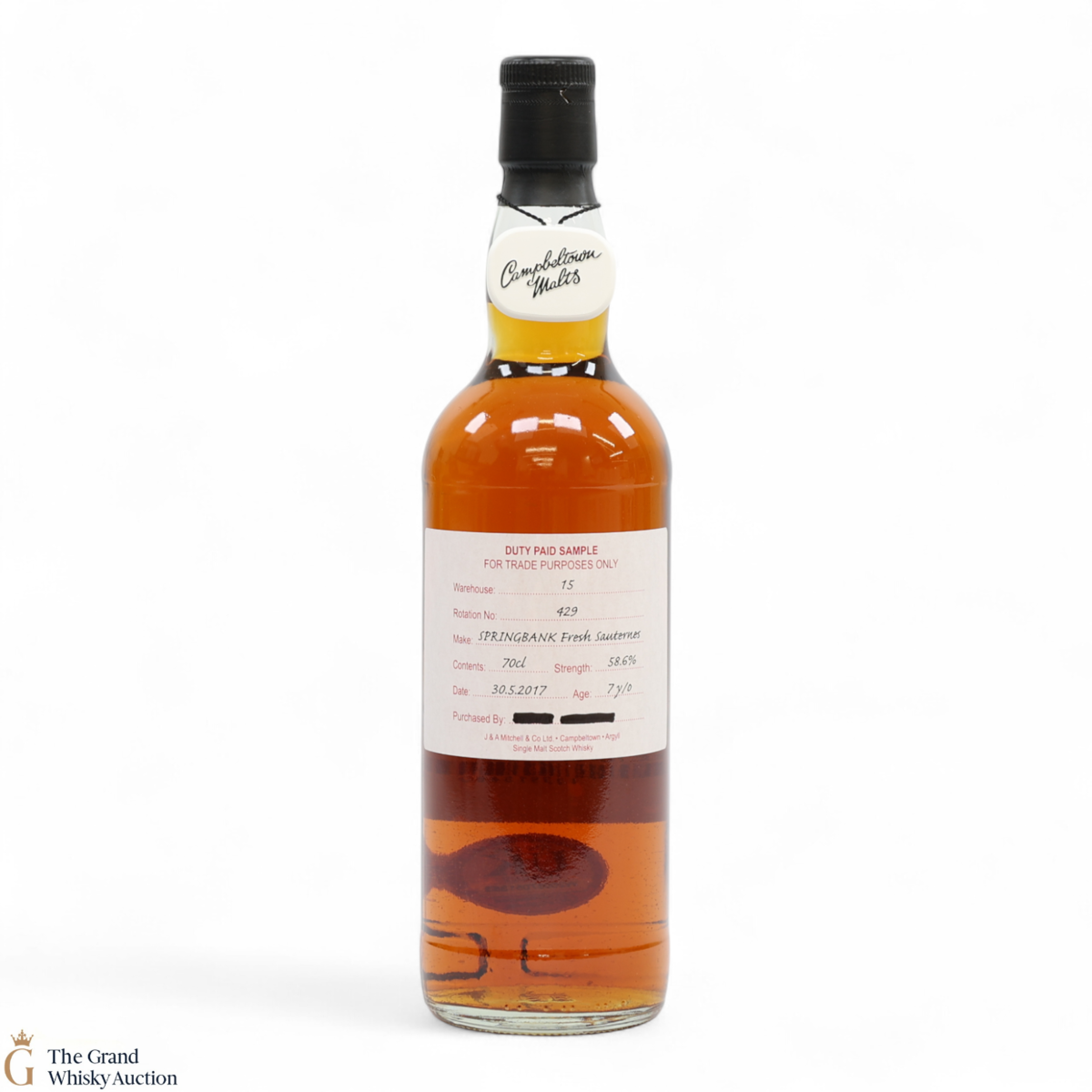 Springbank - 7 Year Old 2017 - Fresh Sauternes - Duty Paid Sample 58.6%