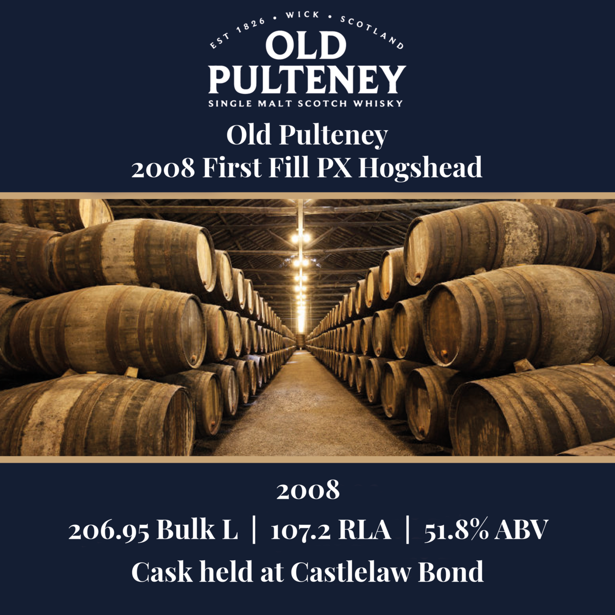 Old Pulteney - 2008 First Fill PX Hogshead - 206.95 Bulk L 51.8% ABV| Held In Bond