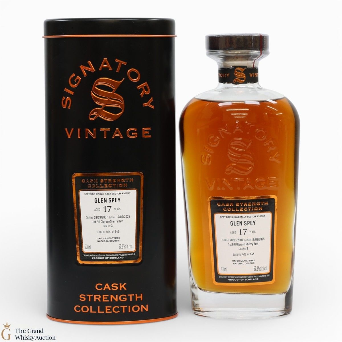 Glen Spey - 17 Year Old 2007 - 1st Fill Oloroso Sherry Butt - Signatory Vintage #3