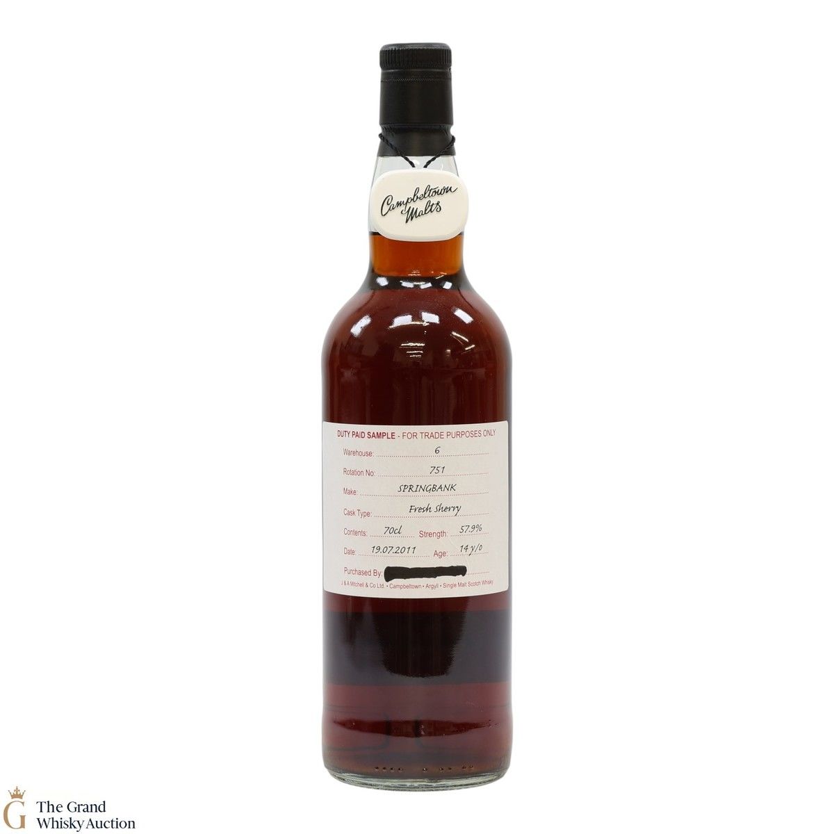 Springbank - 14 Year Old 2911 - Fresh Sherry - Duty Paid Sample 57.9%