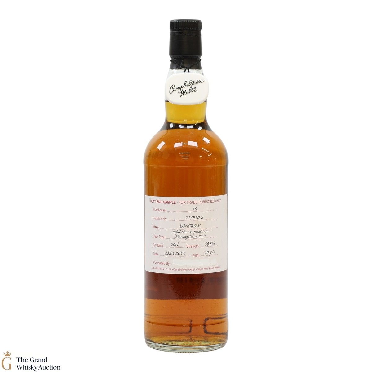 Longrow - 10 Year Old 2015 - Refill Oloroso Filled Into Manzanilla in 2021 - Duty Paid Sample 58.3%