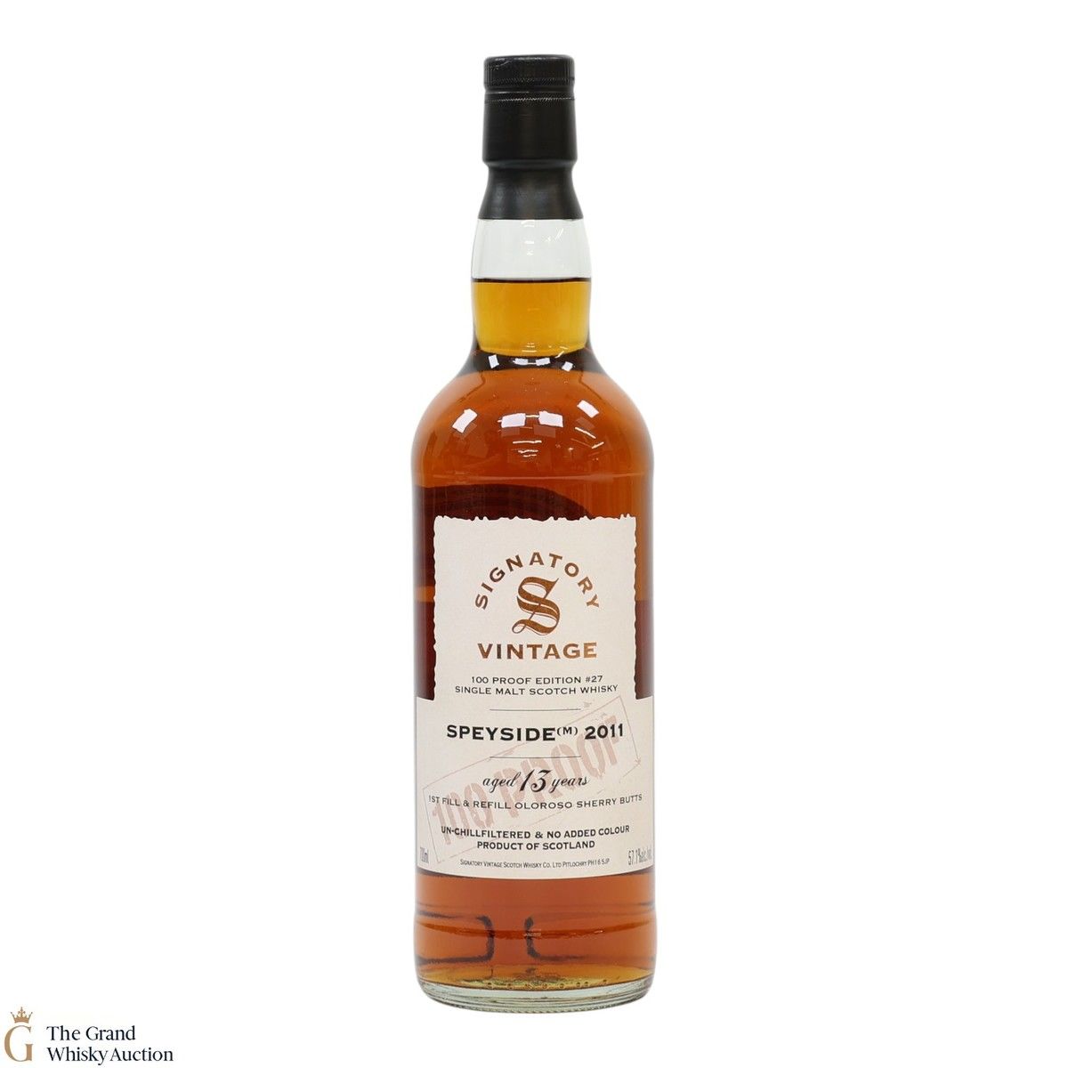 Speyside - 13 Year Old 2011 - 1st Fill & Refill Oloroso Sherry Butt - Signatory Vintage 100 Proof Edition #27