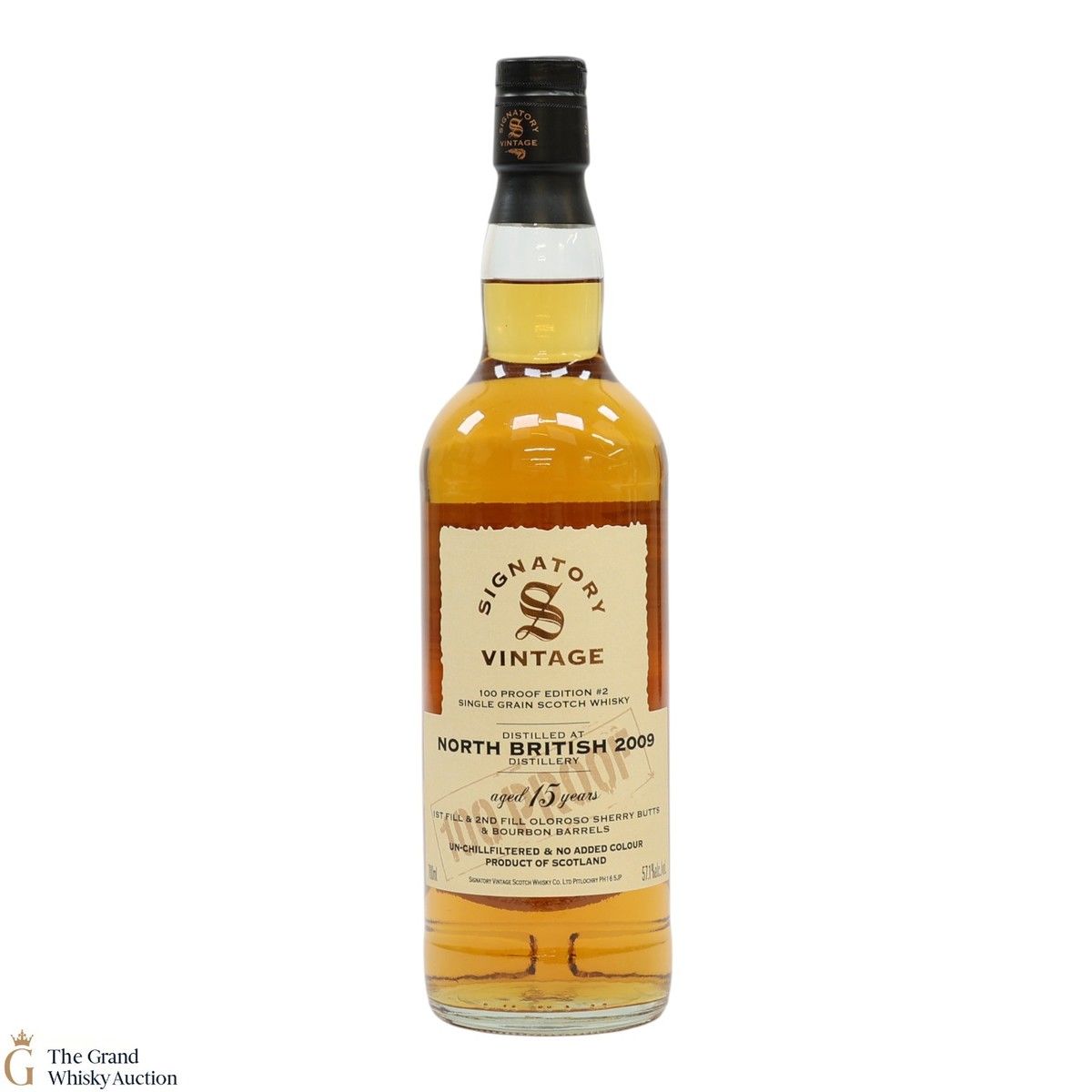 North British - 15 Year Old 2009 - 100 Proof Grain Edition #2 - Signatory Vintage