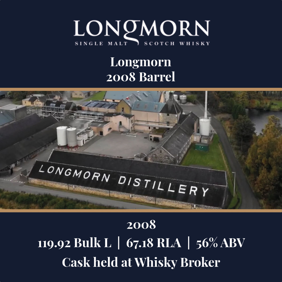 Longmorn - 2008 Barrel - 119.92 Bulk L 56% ABV| Held In Bond