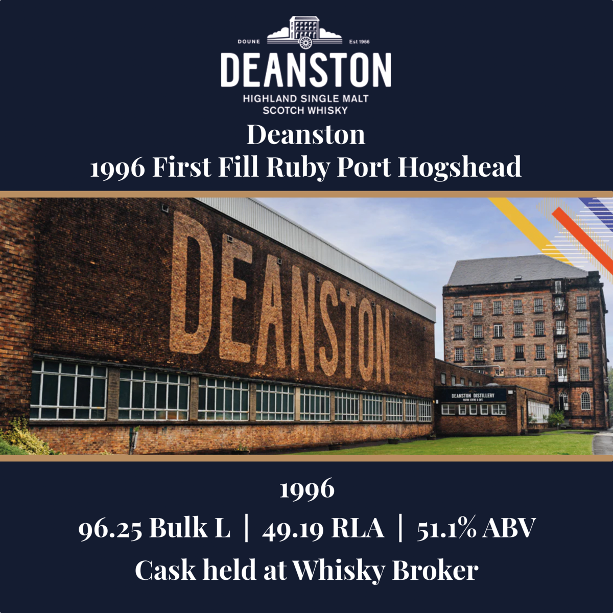 Deanston - 1996 1st Fill Ruby Port Hogshead - 96.25 Bulk L 51.1% ABV| Held In Bond