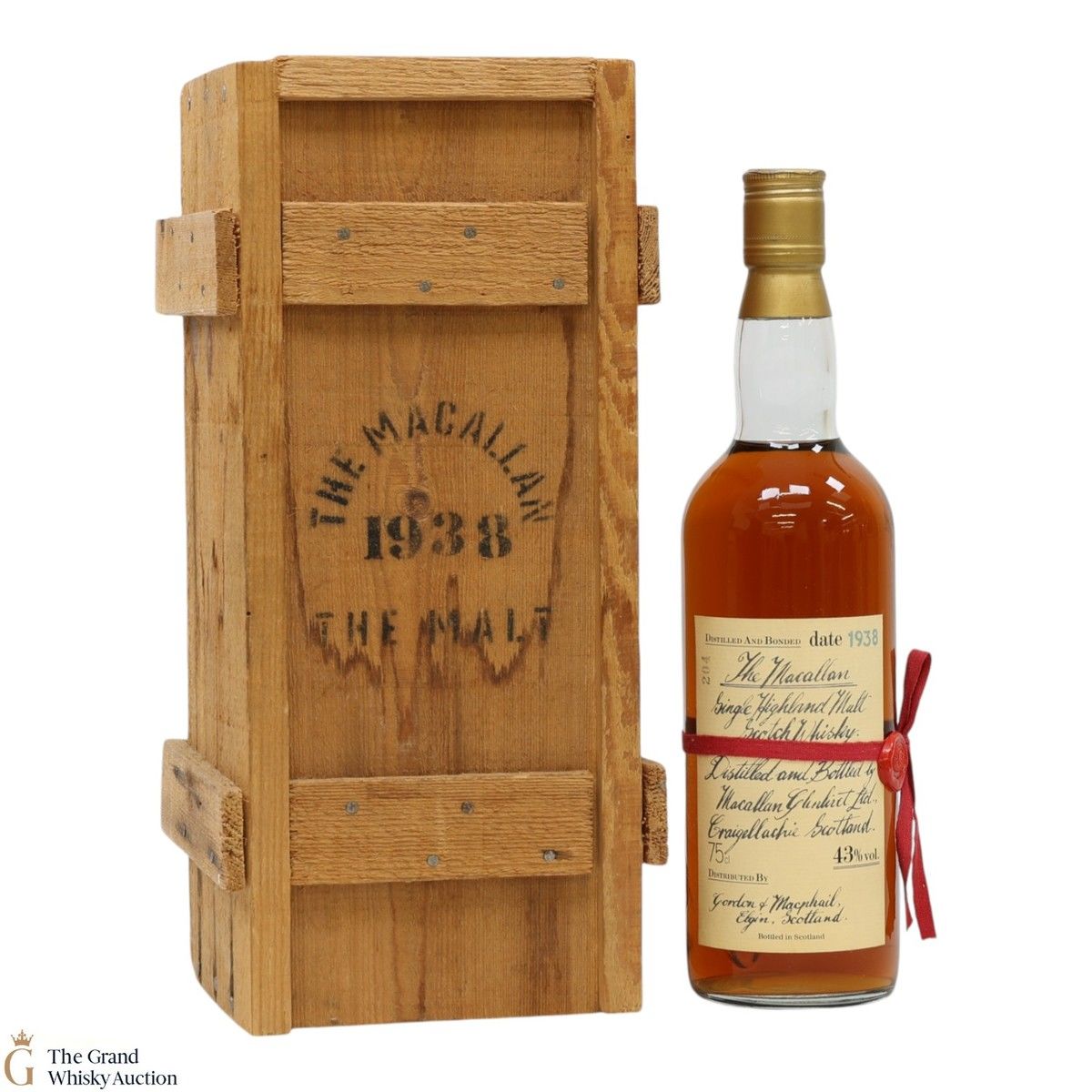 Macallan - 1938 Red Ribbon Handwritten Label 