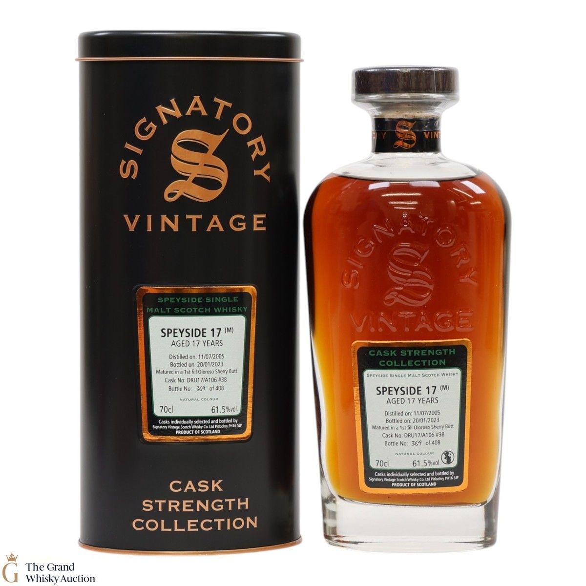 Speyside 17 (M) - 17 Year Old 2005 - 1st Fill Oloroso Sherry Butt #DRU17/A106 38 - Cask Strength Collection