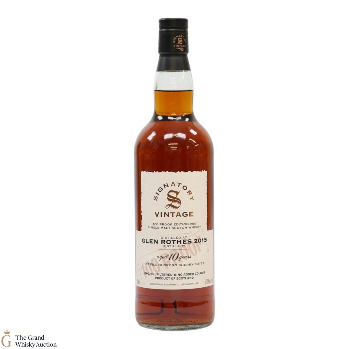 Glenrothes - 10 Year Old 2015 - 1st Fill Oloroso Sherry Butt - Signatory Vintage 100 Proof Edition #50
