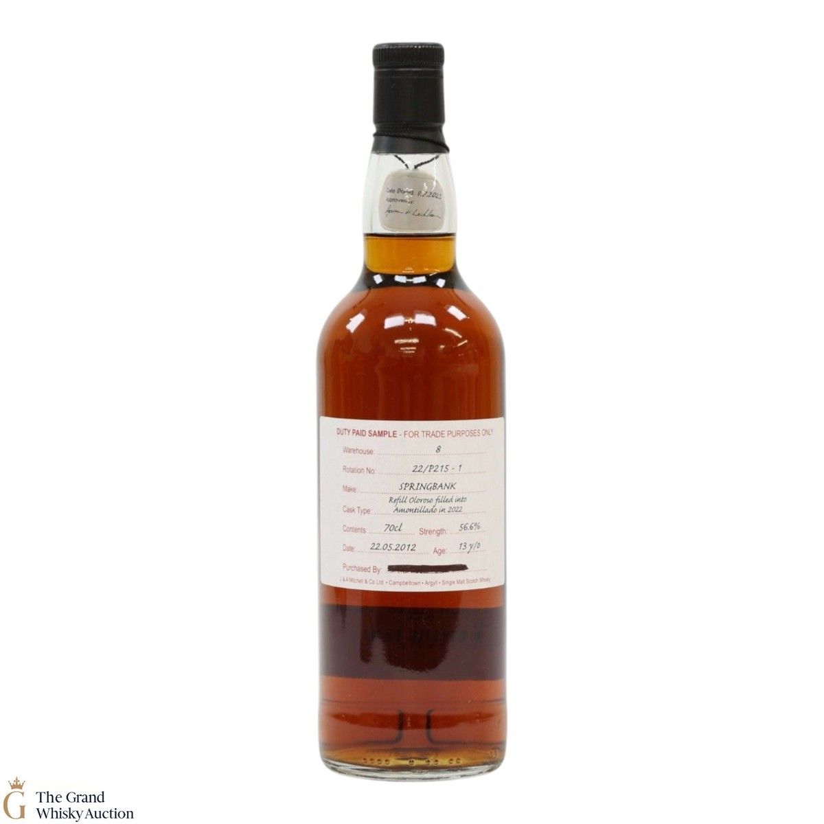 Springbank - 13 Year Old 2012 - Refill Oloroso Filled Into Amontillado In 2022 - Duty Paid Sample 56.6%