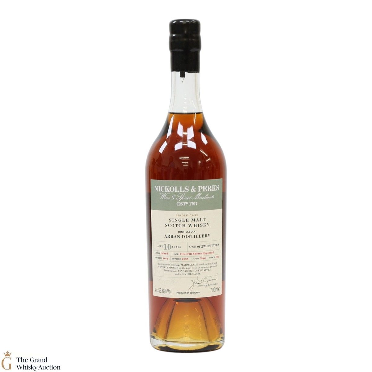 Arran - 10 Year Old 2015 - First-Fill Sherry Hogshead Cask #15/0825 – Nickolls & Perks