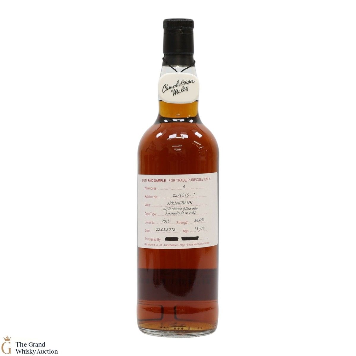 Springbank - 13 Year Old 2012 - Refill Oloroso Filled Into Amontillado In 2022 - Duty Paid Sample 56.6%