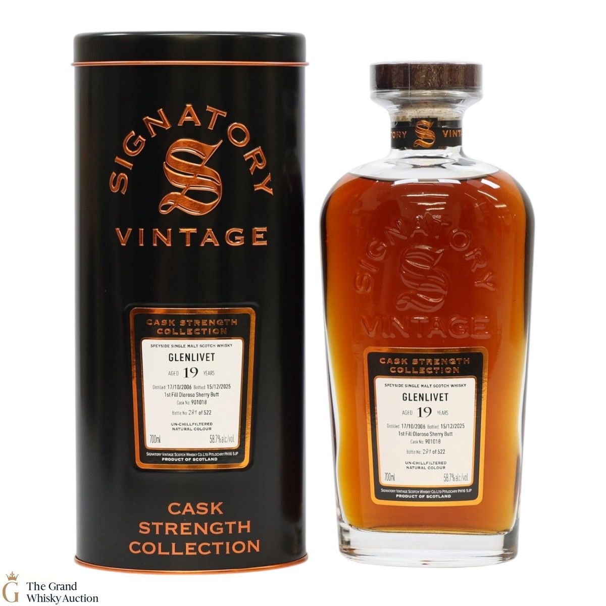 Glenlivet - 19 Year Old 2006 - #901018 Cask Strength - Signatory Vintage 