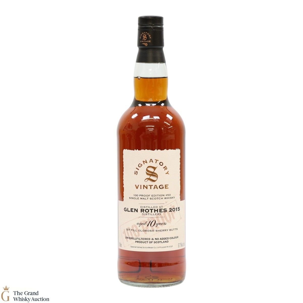 Glenrothes - 10 Year Old 2015 - 1st Fill Oloroso Sherry Butt - Signatory Vintage 100 Proof Edition #50