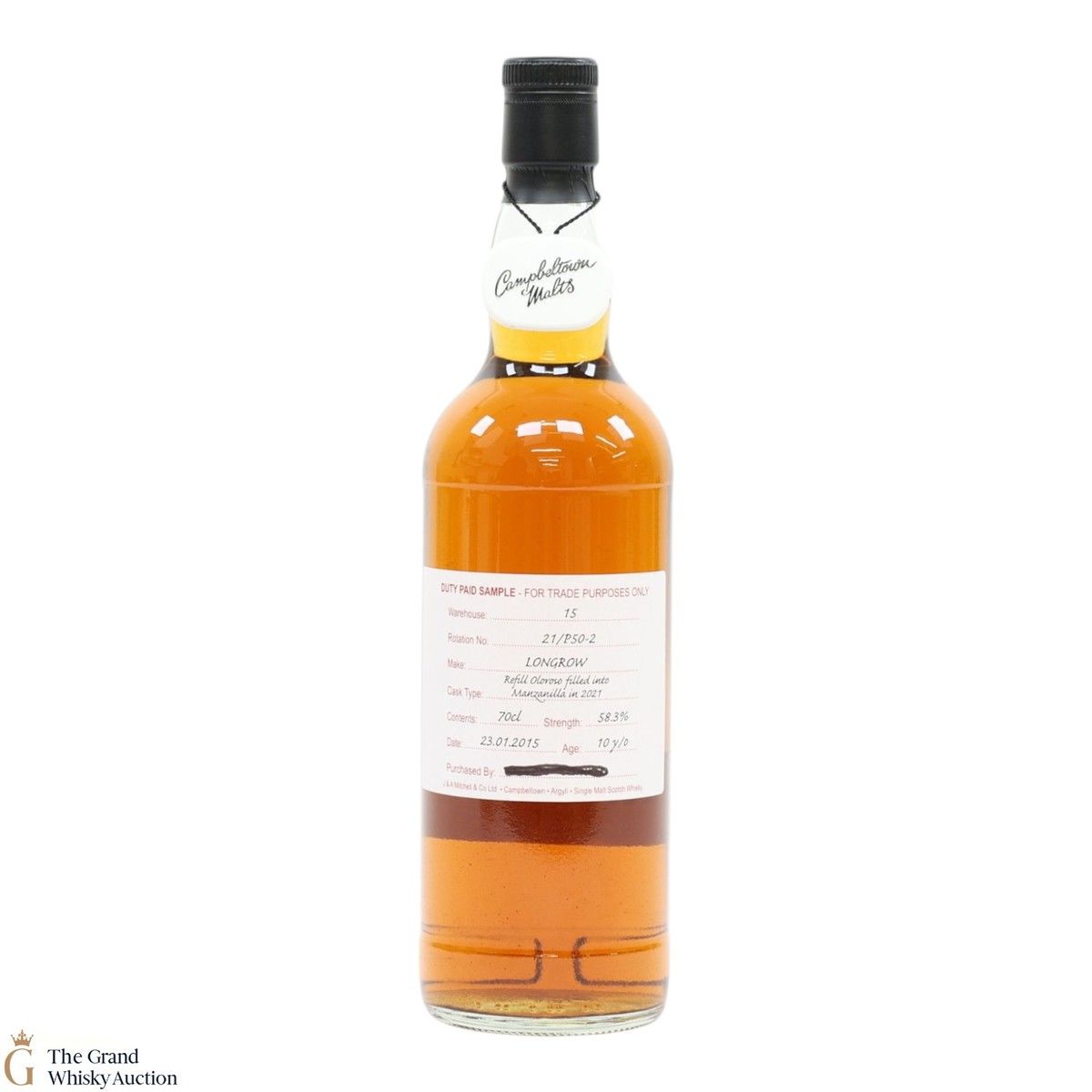 Longrow - 10 Year Old 2015 - Refill Oloroso Filled Into Manzanilla in 2021 - Duty Paid Sample 58.3%