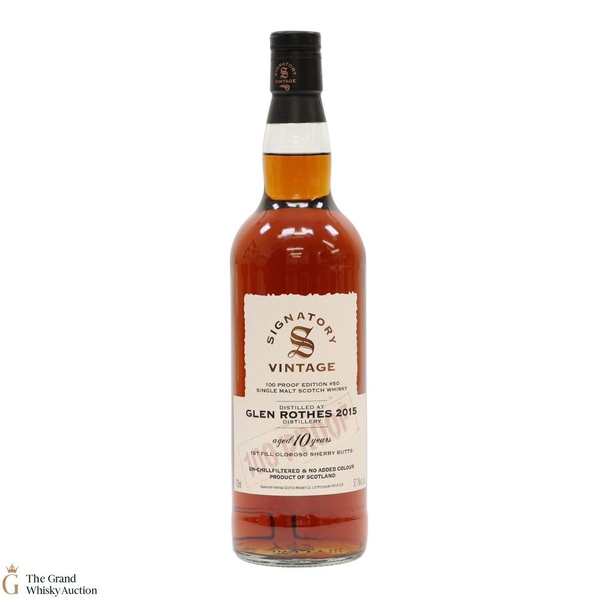 Glenrothes - 10 Year Old 2015 - 1st Fill Oloroso Sherry Butt - Signatory Vintage 100 Proof Edition #50