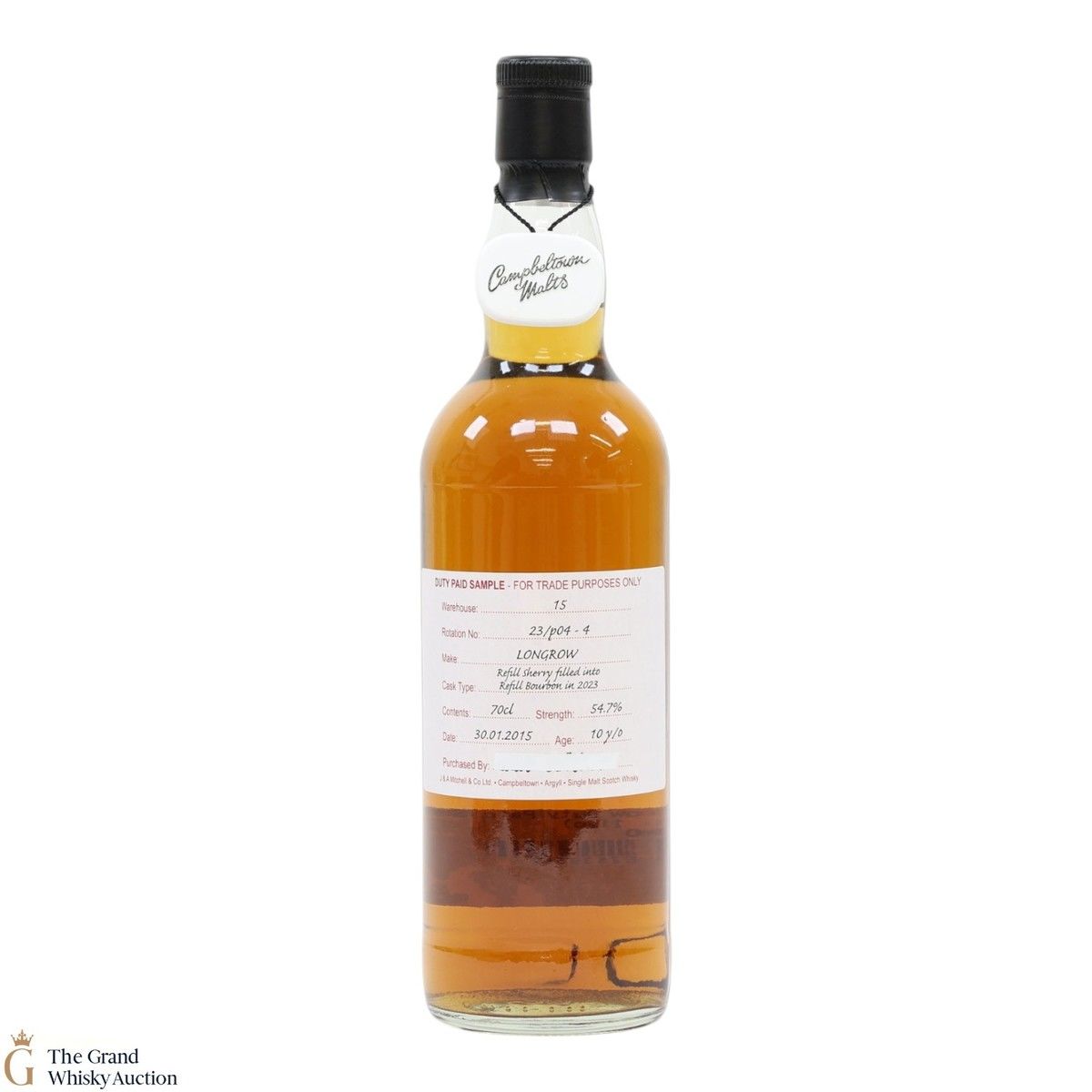 Longrow - 10 Year Old 2015 - Refill Sherry Filled Into Refill Bourbon in 2023 - Duty Paid Sample 54.7%