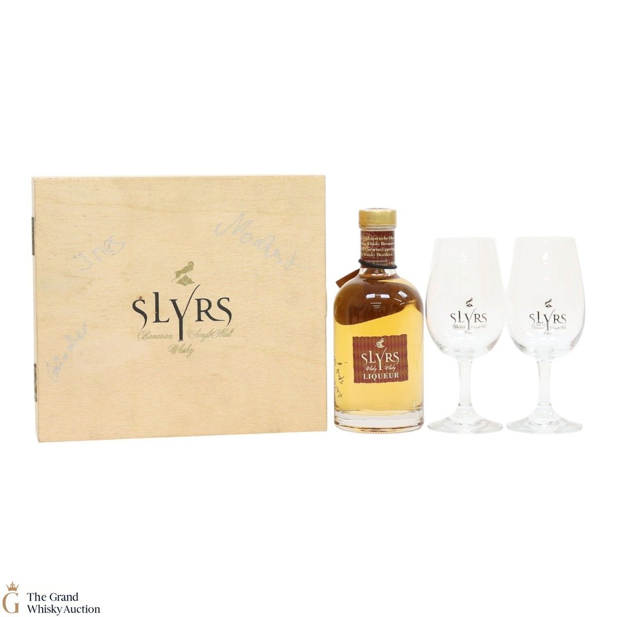 Slyrs - Bavarian Whisky Liqueur & Two Glasses (35cl) SIGNED