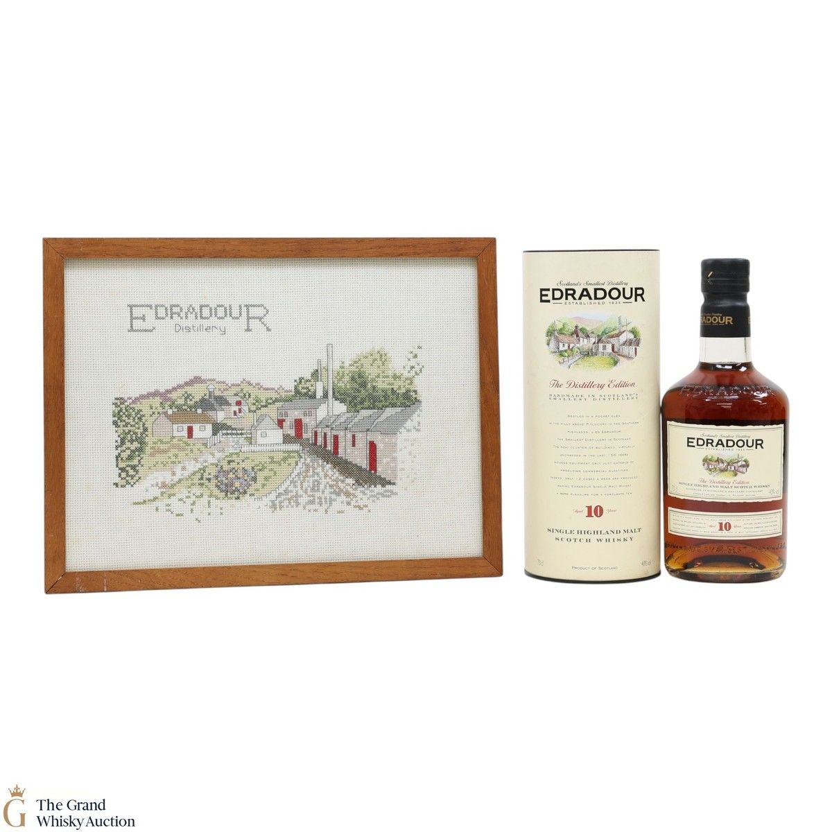 Edradour - 10 Year Old - Distillery Edition & Cross Stitch Framed Picture