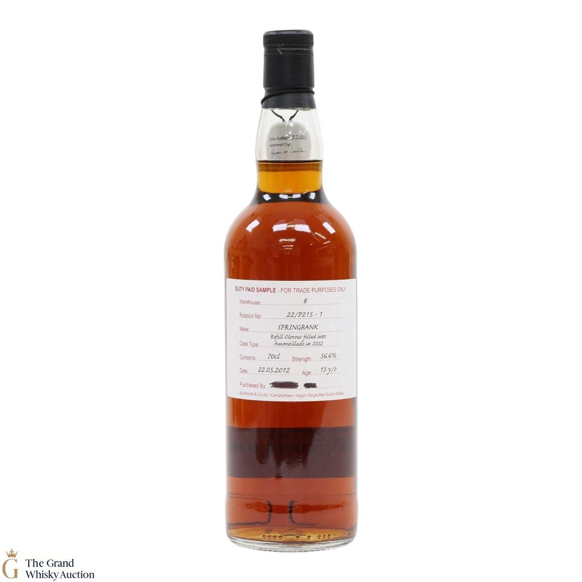 Springbank - 13 Year Old 2012 - Refill Oloroso Filled Into Amontillado In 2022 - Duty Paid Sample 56.6%