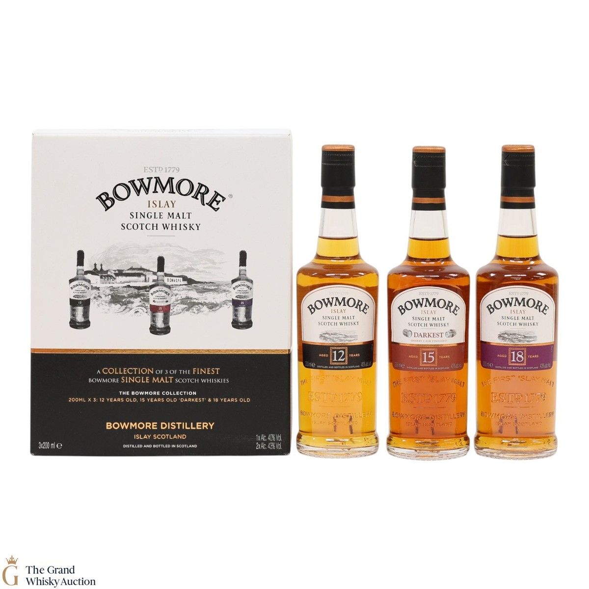 Bowmore - The Bowmore Collection - 12 Year Old, 15 Year Old Darkest & 18 Year Old (3 x 20cl)