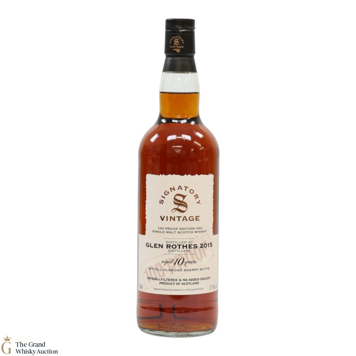 Glenrothes - 10 Year Old 2015 - 1st Fill Oloroso Sherry Butt - Signatory Vintage 100 Proof Edition #50